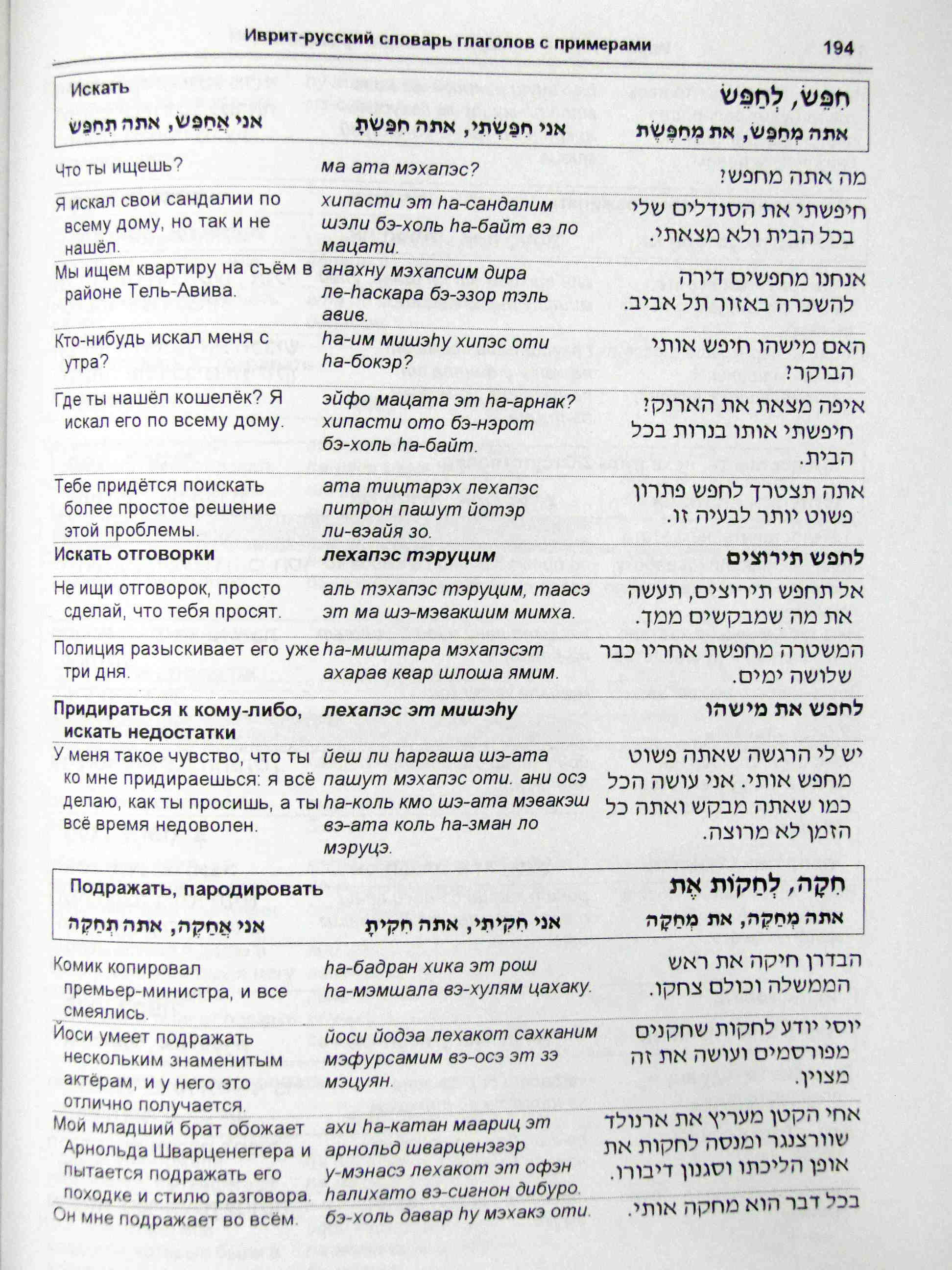 Глаголы Пааль в иврите список
