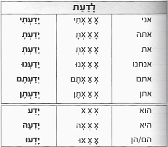 Глагол לדעת в прошедшем времени